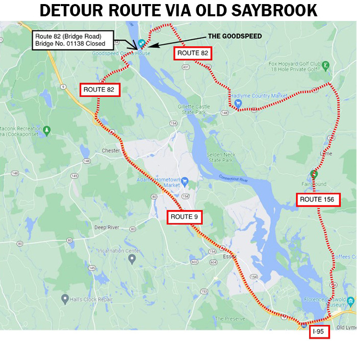 Map - Detour via Old Saybrook